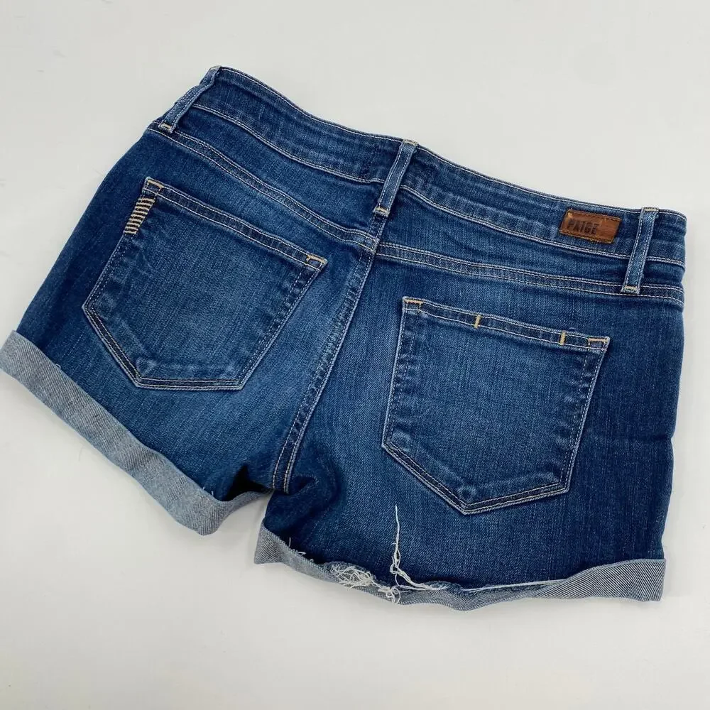 Paige mid low rise cuffed hem denim shorts
